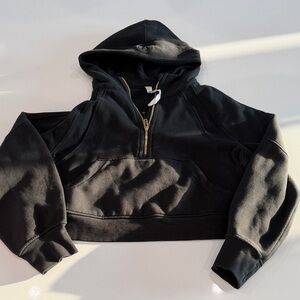 lululemon athletica Black Cropped Zip Hoodie with Gold Hardware